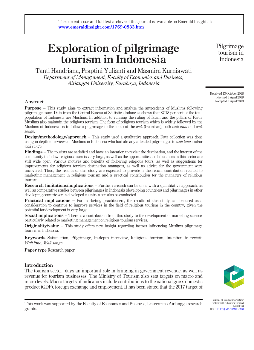 Pdf Exploration Of Pilgrimage Tourism In Indonesia