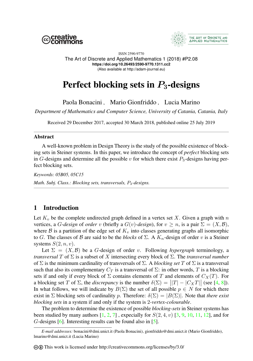 (PDF) Perfect blocking sets in P3-designs