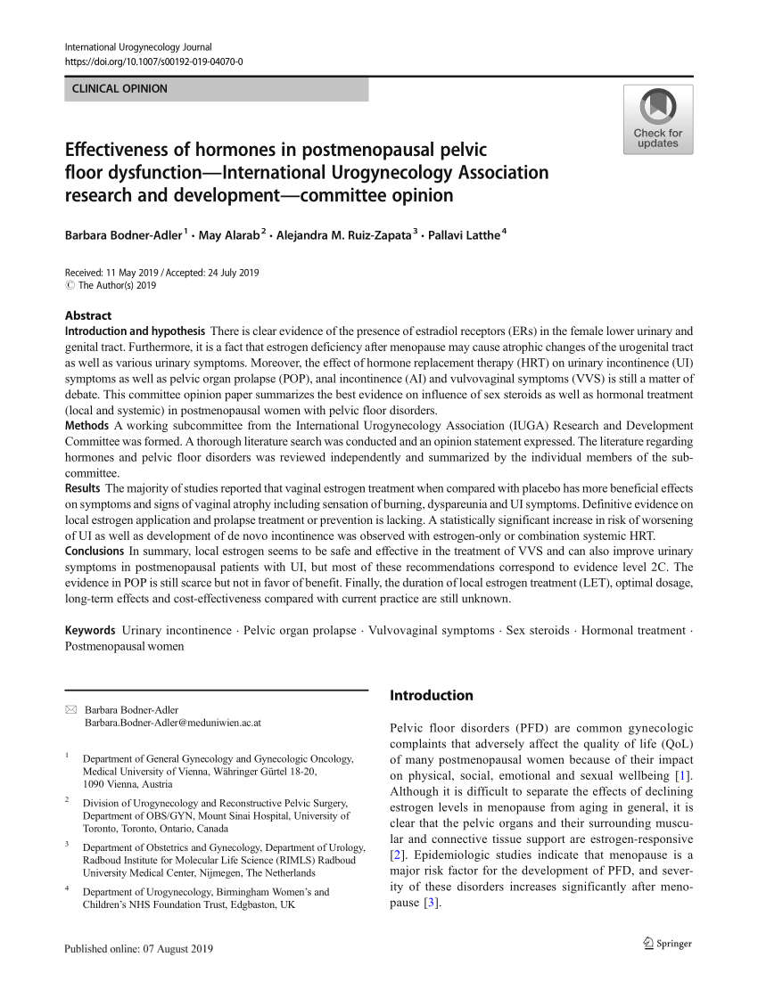 (PDF) Effectiveness of hormones in postmenopausal pelvic floor ...