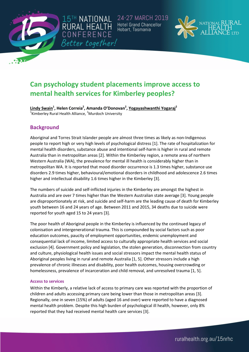 (PDF) Can psychology student placements improve access to mental health