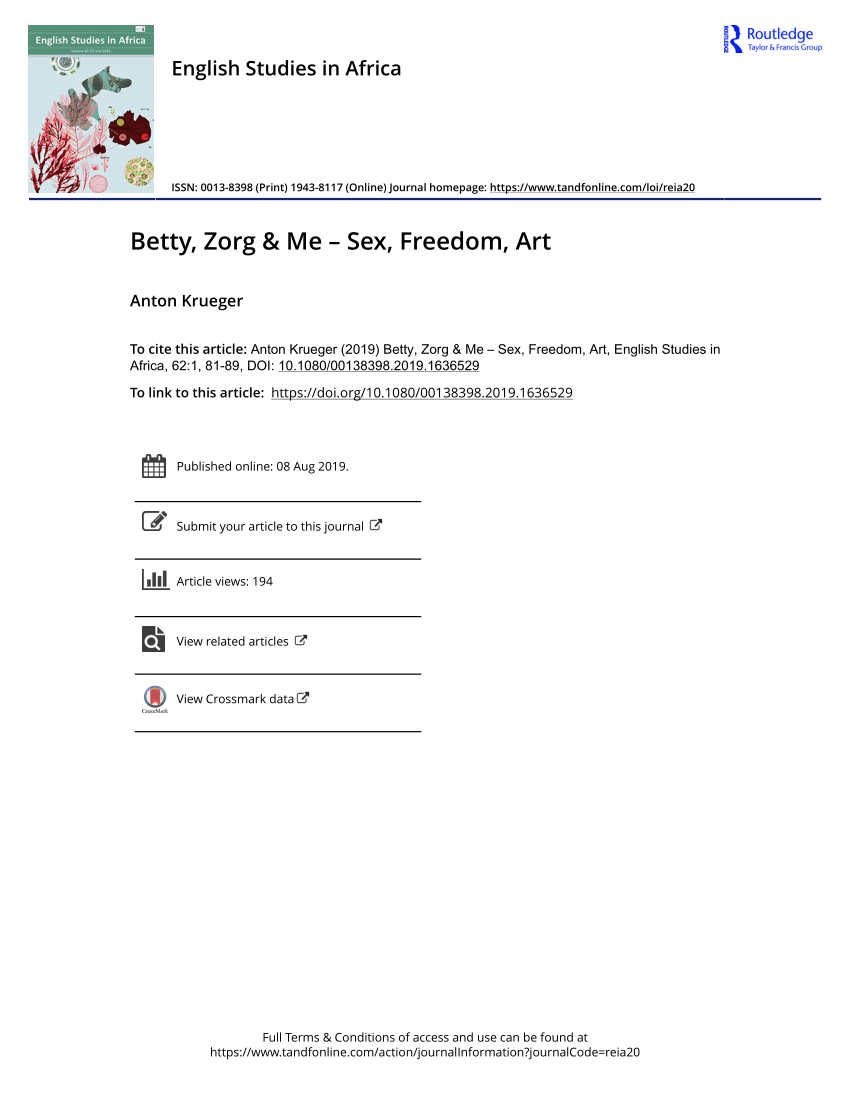 PDF) Betty, Zorg & Me – Sex, Freedom, Art