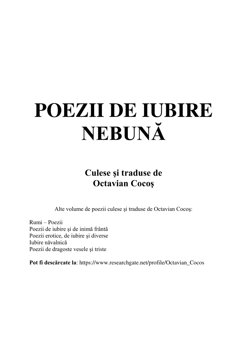 Italian Absay Feeling PDF) POEZII DE IUBIRE NEBUNĂ Culese şi traduse de Octavian Cocoş