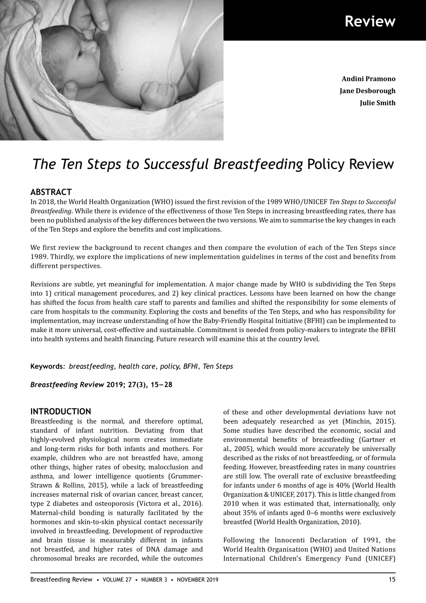 Pdf The Ten Steps To Successful Breastfeeding Policy Review