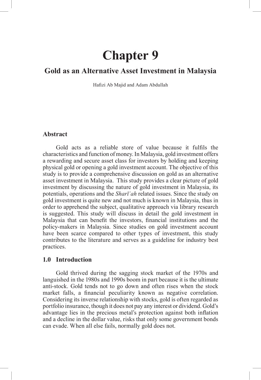 Pdf Gold As An Alternative Asset Investment In Malaysia