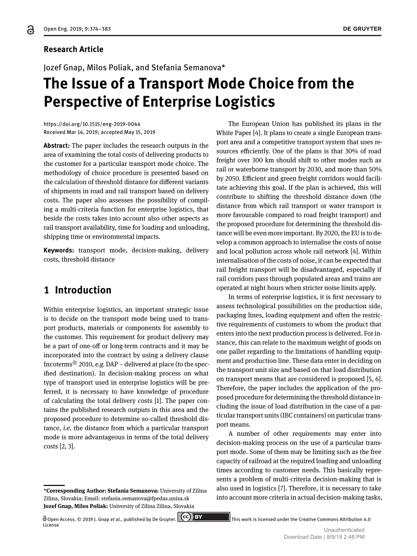 thesis on transportation mode choice