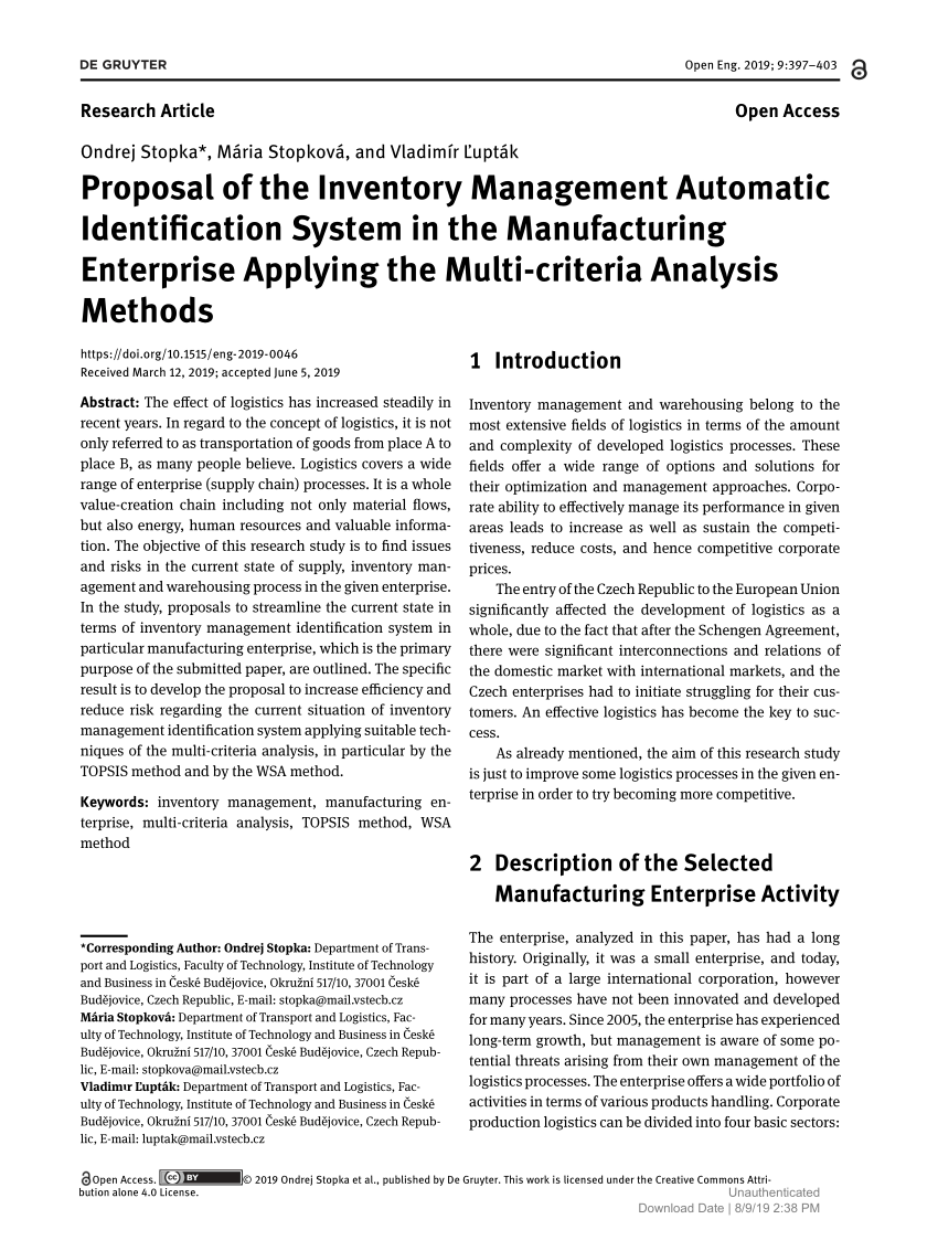 research proposal on inventory management pdf