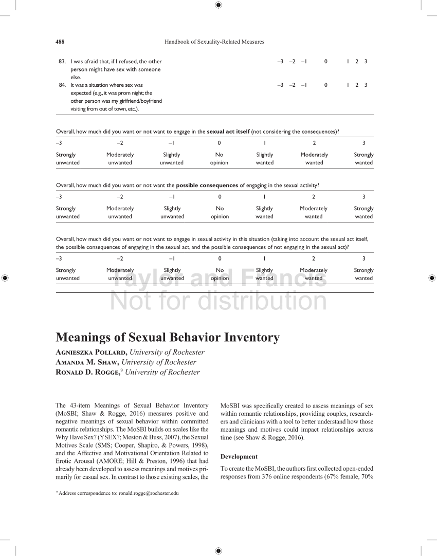 Pdf Meanings Of Sexual Behavior Inventory 1167