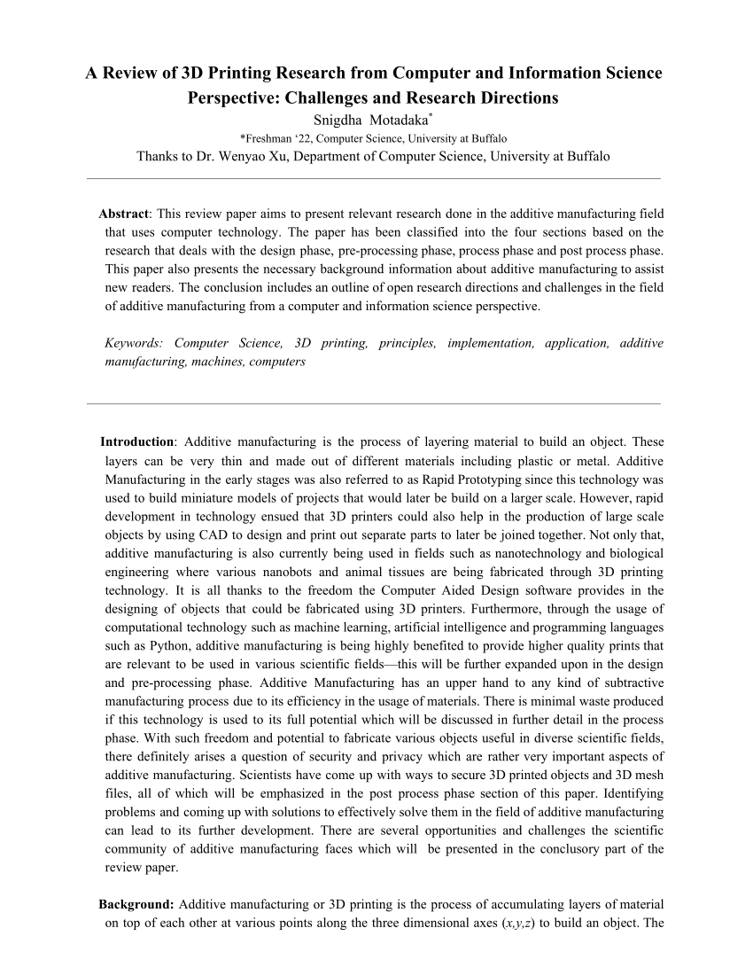 research paper about 3d printing