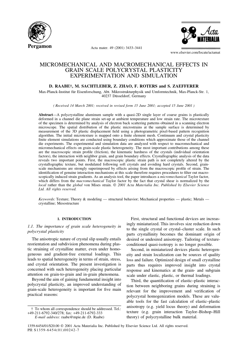 PDF) Micromechanical and macromechanical effects in grain scale ...