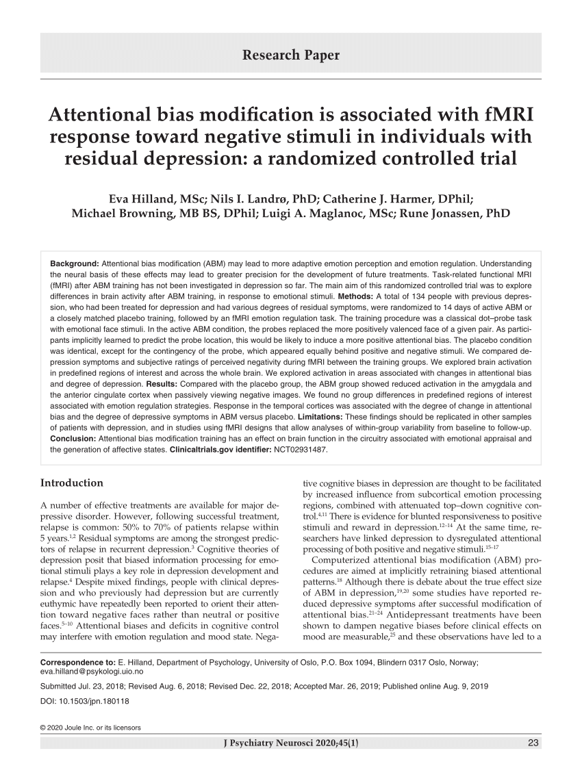 PDF) Attentional bias modification is associated with fMRI ...