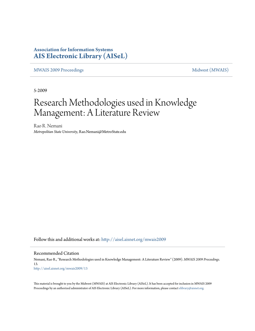 literature review on knowledge management