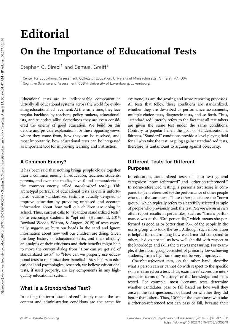 does testing help learning essay