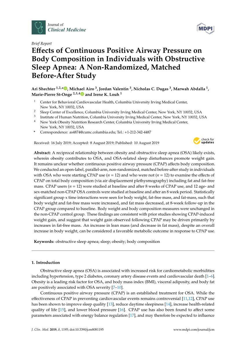Pdf Effects Of Continuous Positive Airway Pressure On Body Composition In Individuals With 8042