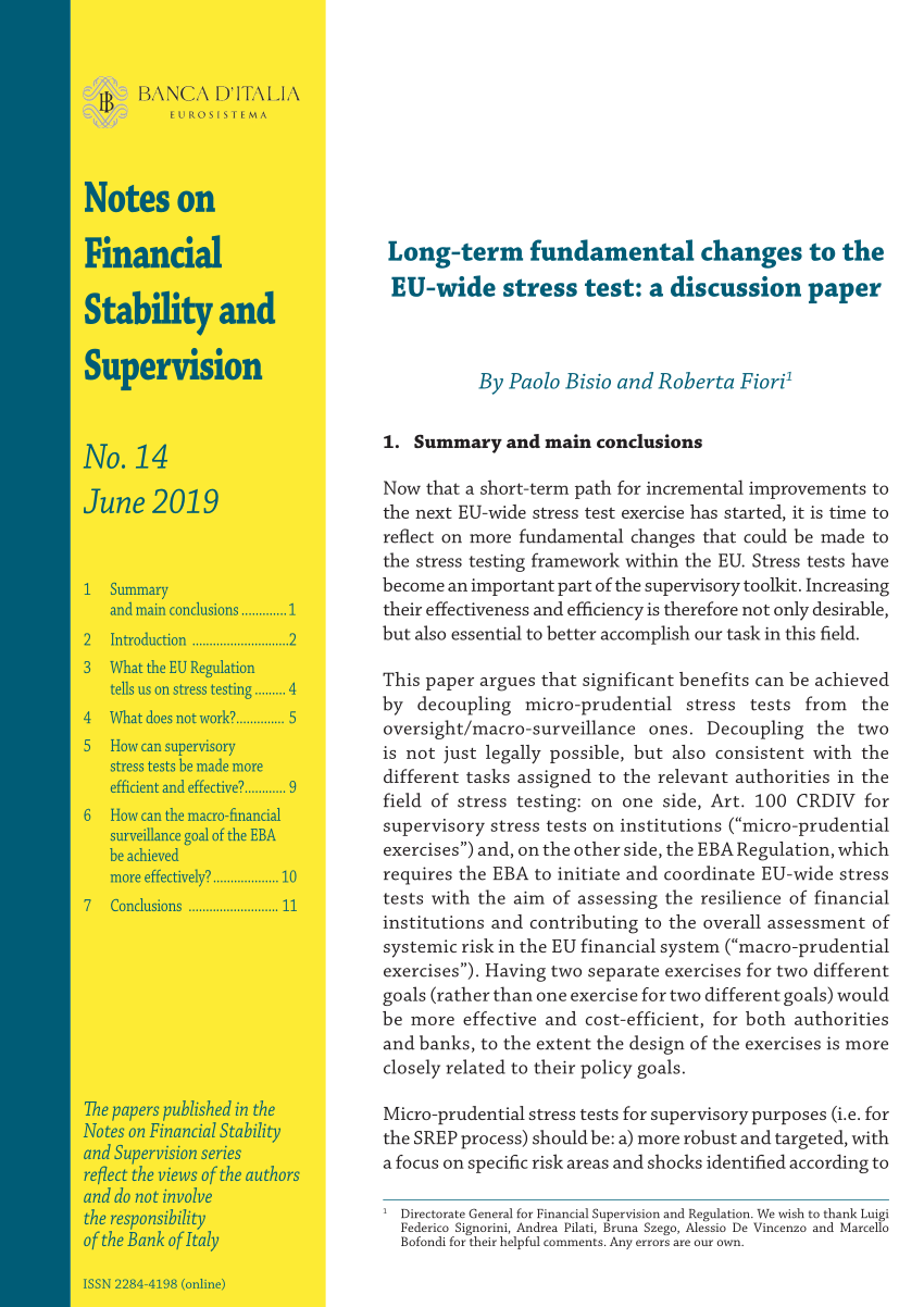 (PDF) Longterm fundamental changes to the EUwide stress test a