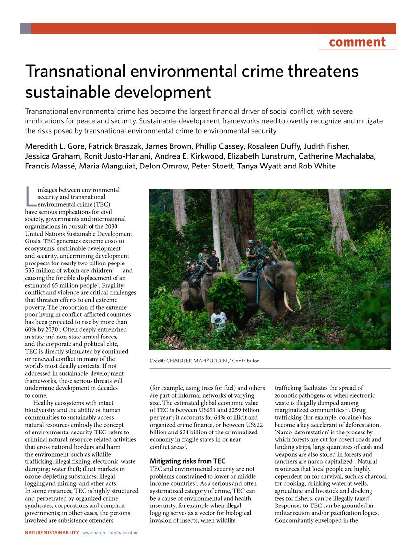 Pdf Transnational Environmental Crime Threatens Sustainable Development 5493