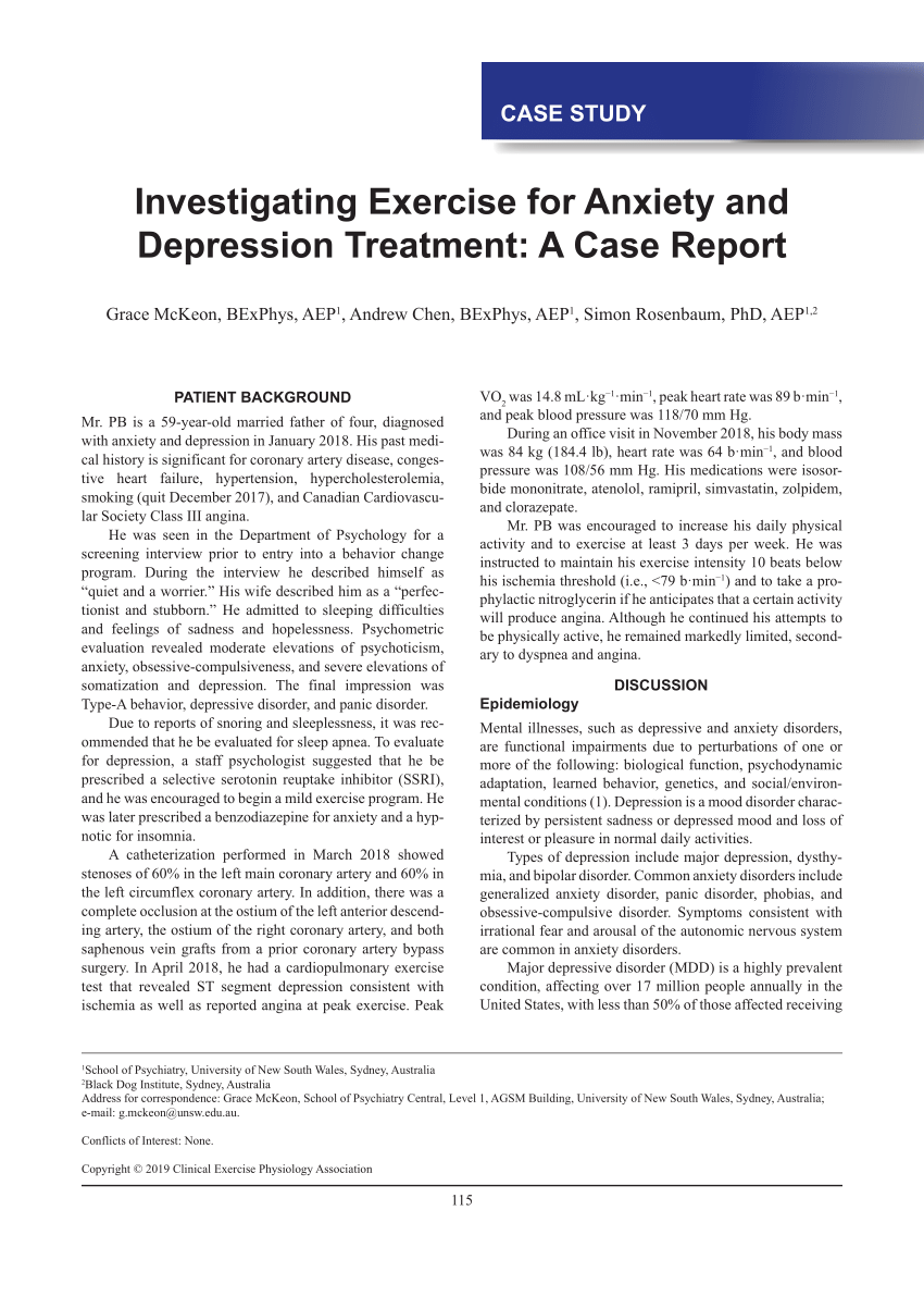 case study related to depression