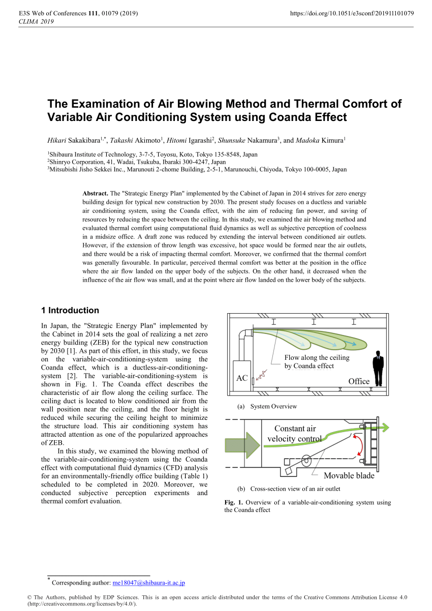 (PDF) The Examination of Air Blowing Method and Thermal Comfort of