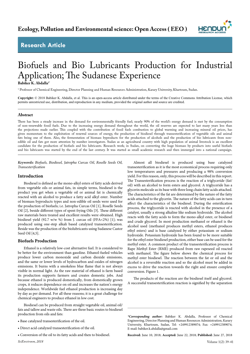 research paper on bio lubricants