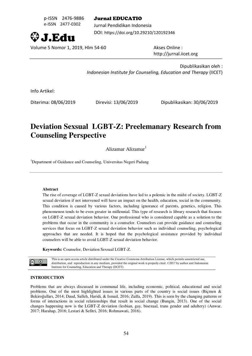 Pdf Deviation Sexsual Lgbt Z Preelemanary Research From Counseling Perspective