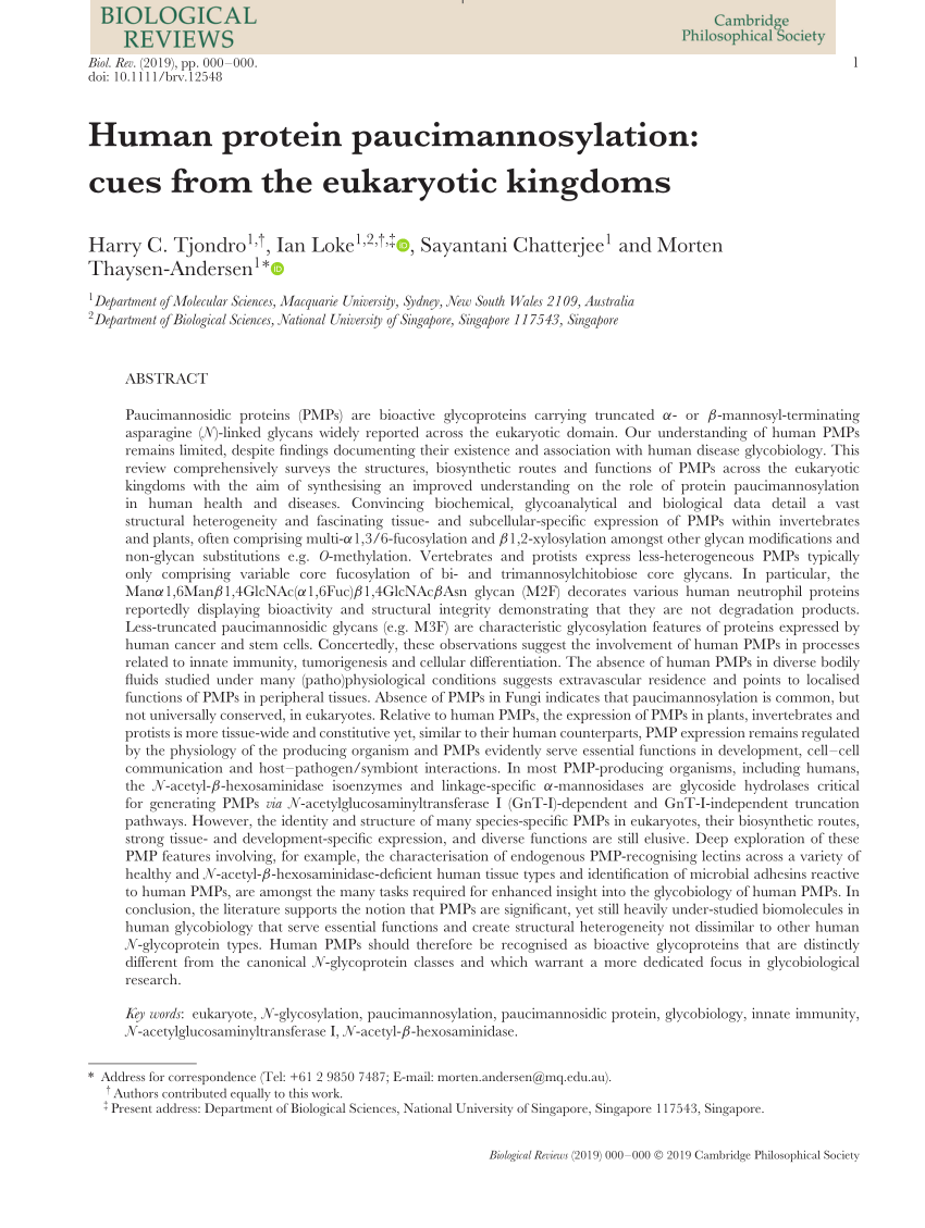 Pdf Human Protein Paucimannosylation Cues From The Eukaryotic Kingdoms