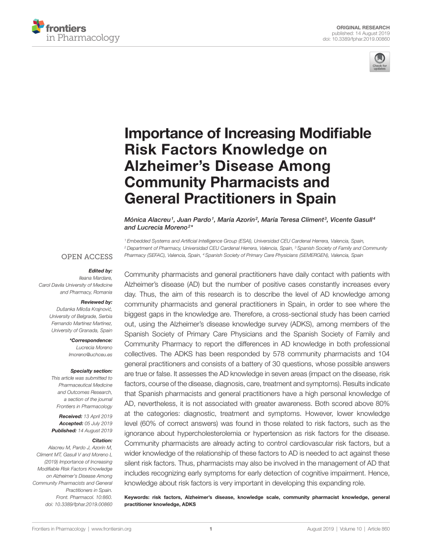PDF) Importance of Increasing Modifiable Risk Factors Knowledge on ...