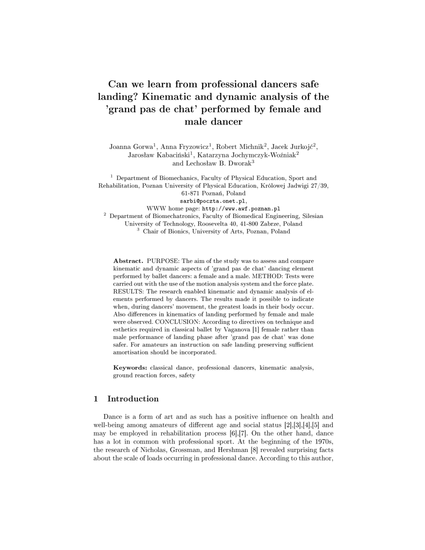 Pdf Can We Learn From Professional Dancers Safe Landing Kinematic And Dynamic Analysis Of The Grand Pas De Chat Performed By Female And Male Dancer The song includes such phrases as: grand pas de chat