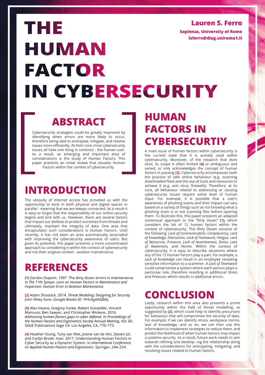 Pdf The Human Factor In Cybersecurity 5955