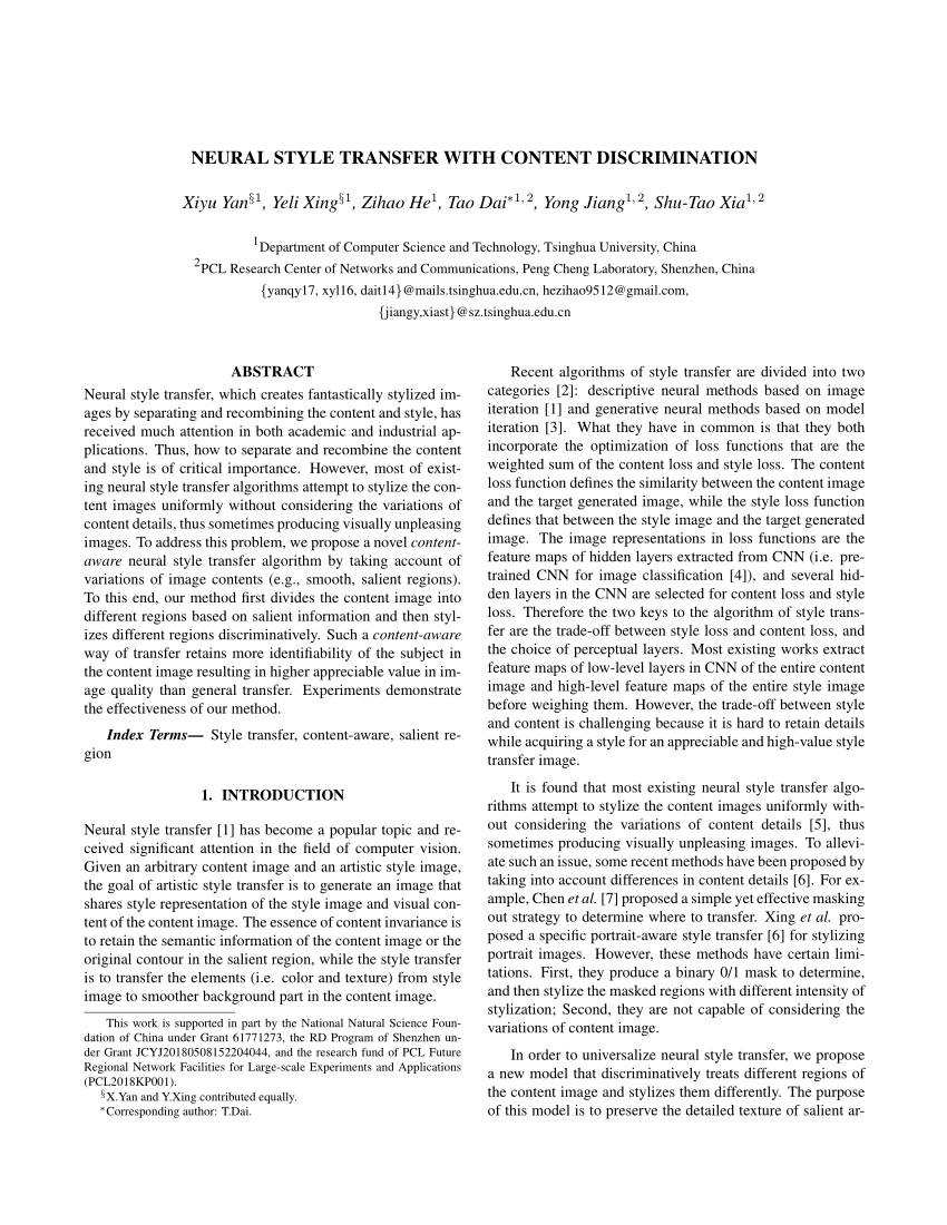 neural style transfer research paper