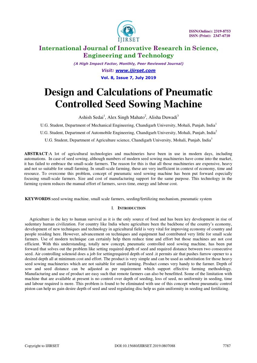 Sowing Machine - Automatic And Manual