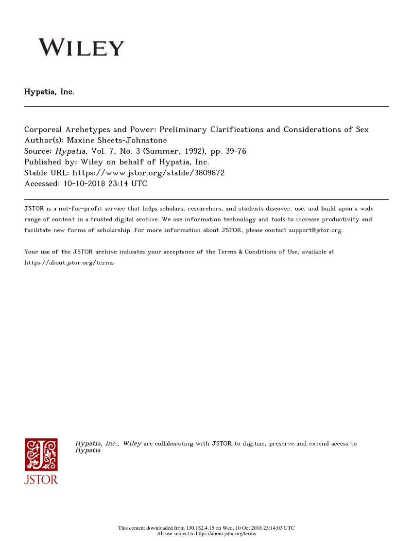 Pdf Corporeal Archetypes And Power Preliminary Clarifications And Considerations Of Sex 2080