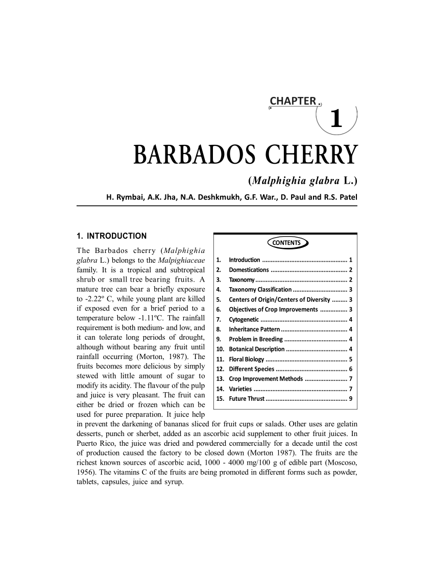 Pdf Barbados Cherry Malphighia Glabra L