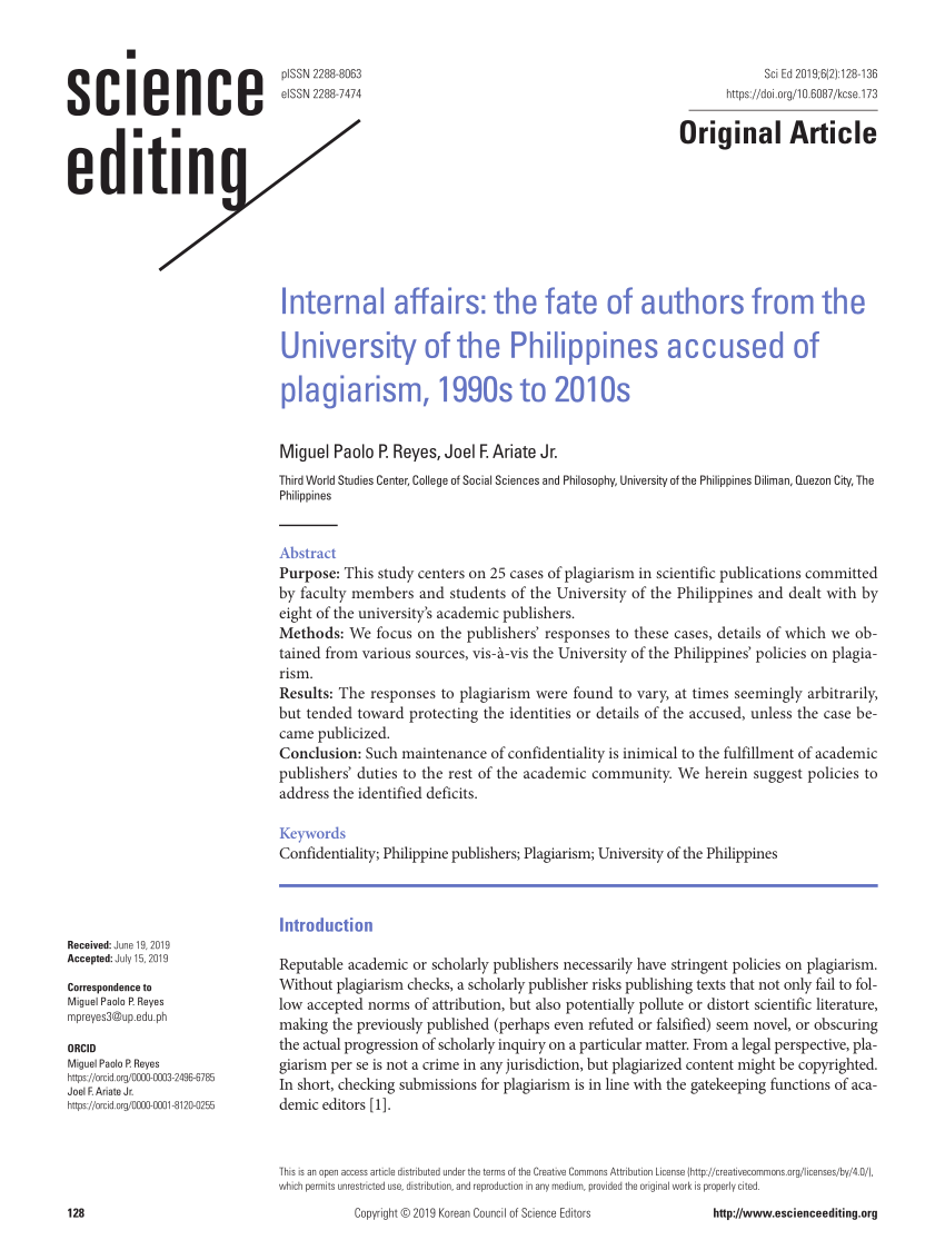 (PDF) Internal affairs the fate of authors from the University of the