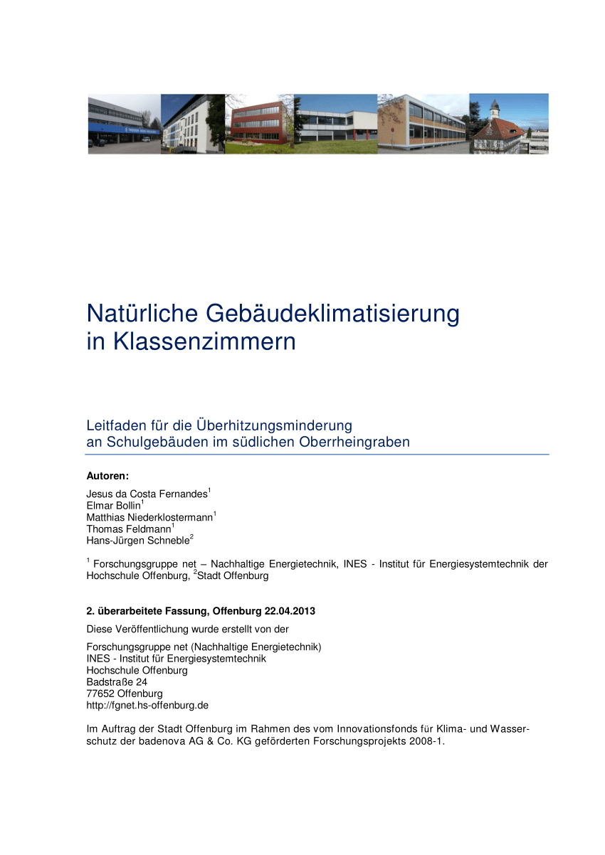PDF) Natürliche Gebäudeklimatisierung in Klassenzimmern - Leitfaden für die  Überhitzungsminderung an Schulgebäuden im südlichen Oberrheingraben