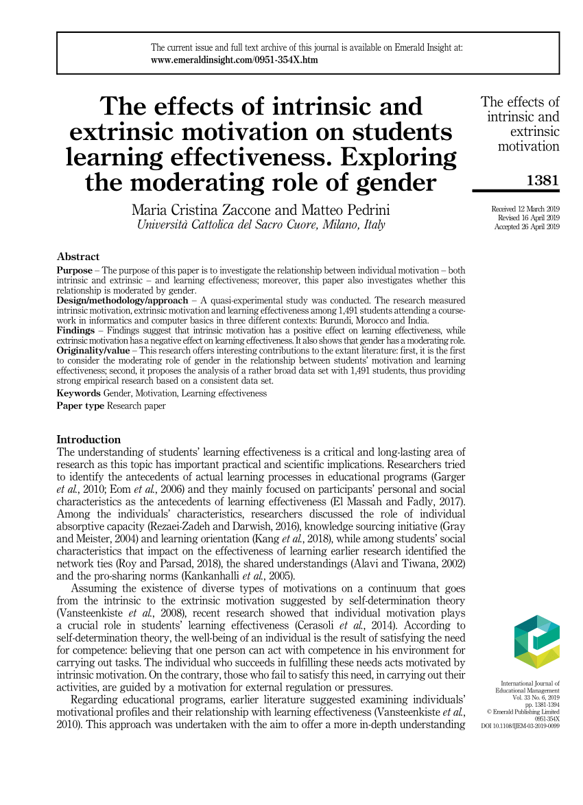 extrinsic vs intrinsic motivation during puberty