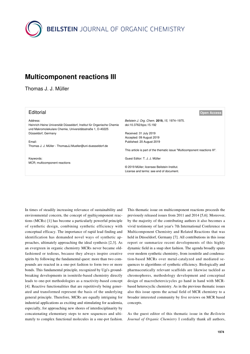 multicomponent reactions research paper pdf