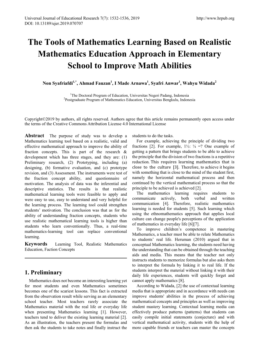 articles about mathematics education
