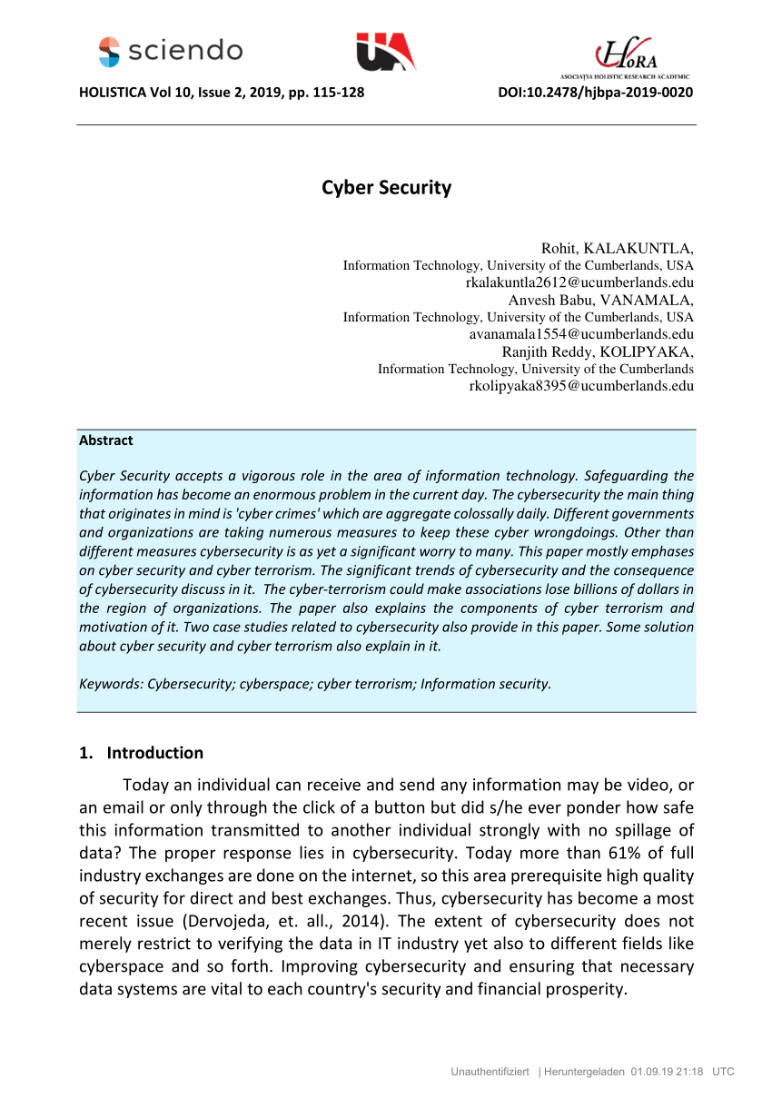 cyber security research paper outline