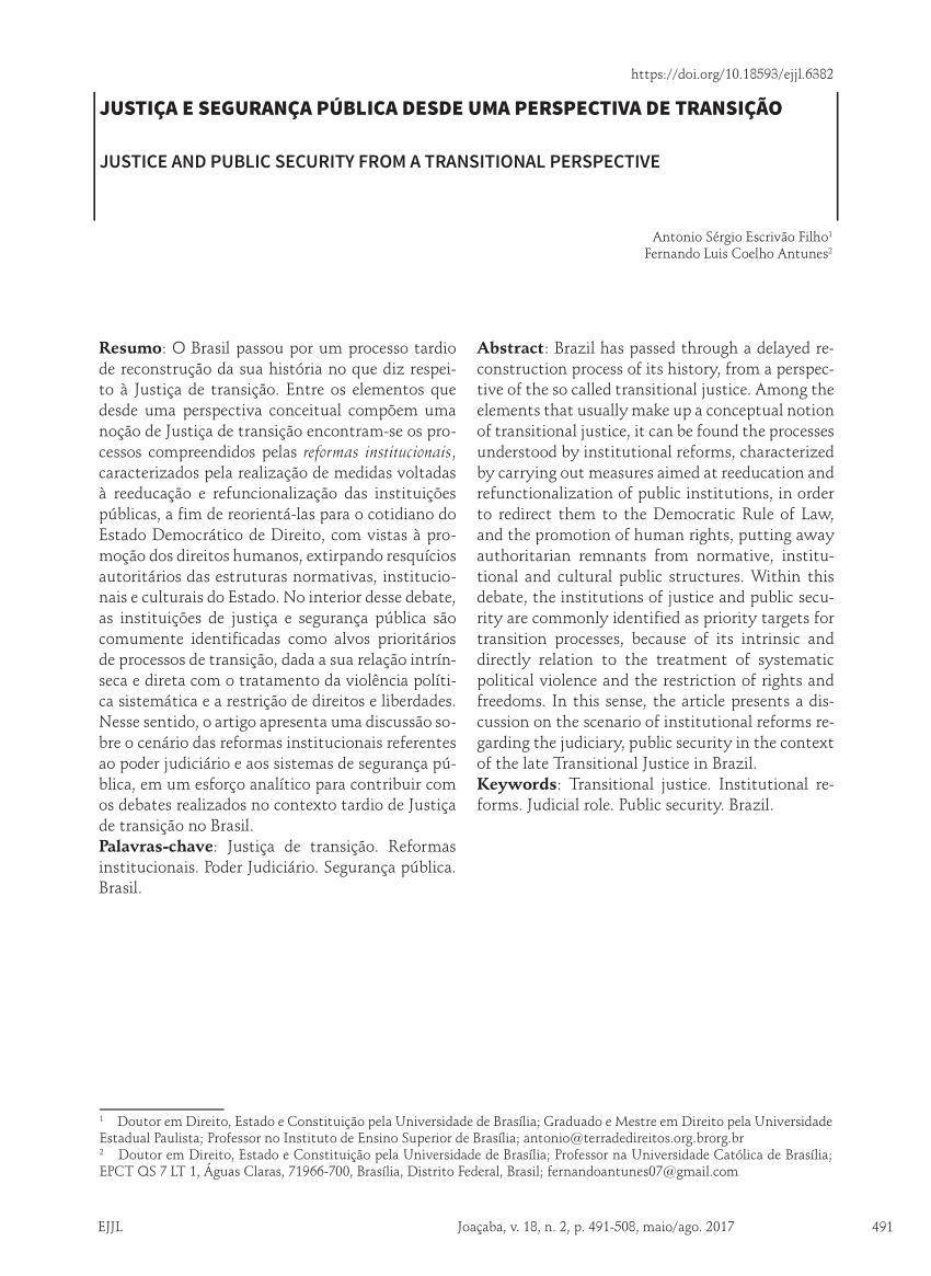 Pdf Justiça E Segurança Pública Desde Uma Perspectiva De Transição 6924