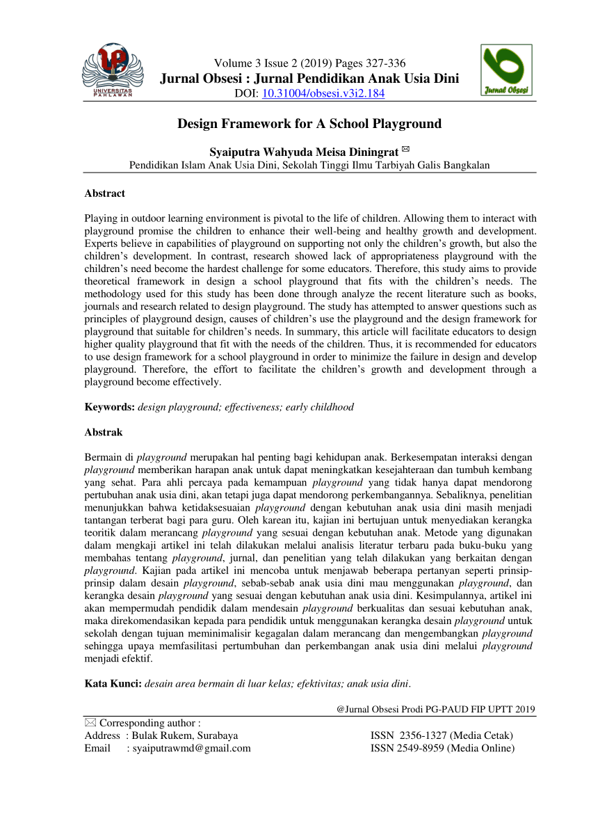 (PDF) Design Framework for A School Playground