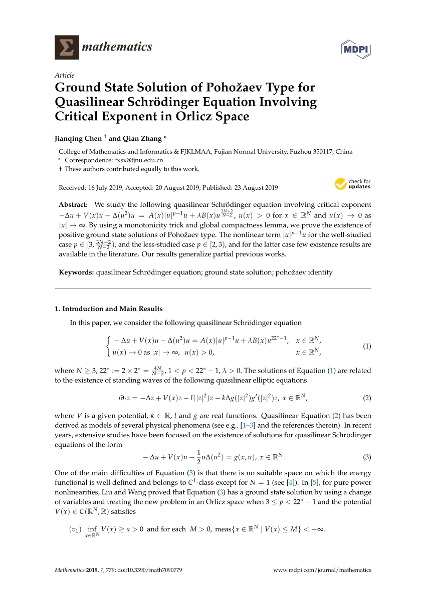(PDF) Ground State Solution of Pohožaev Type for Quasilinear ...