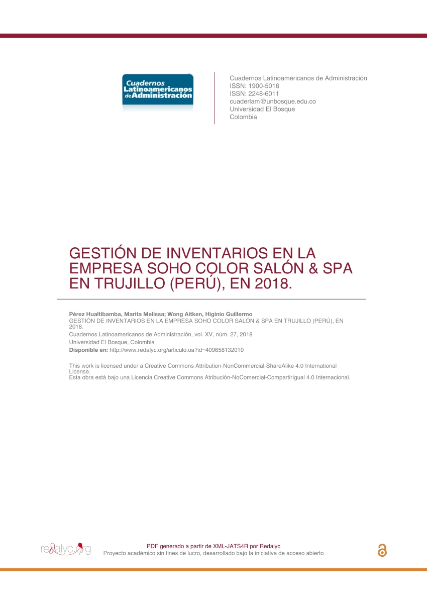 PDF) GESTIÓN DE INVENTARIOS PARA REDUCIR COSTOS DE LA EMPRESA SOHO COLOR  SALÓN Y SPA