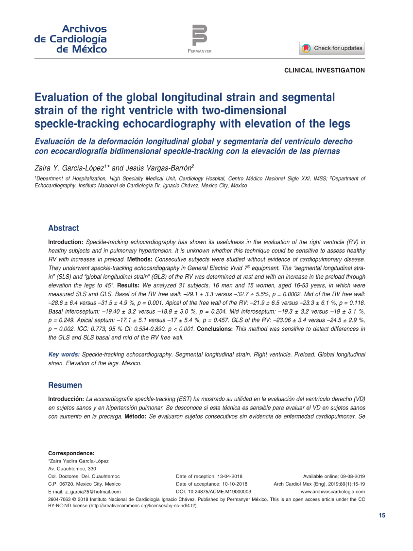 Evaluation of the global longitudinal strain and segmental strain of the  right ventricle with two-dimensional speckle-tracking echocardiography with  elevation of the legs