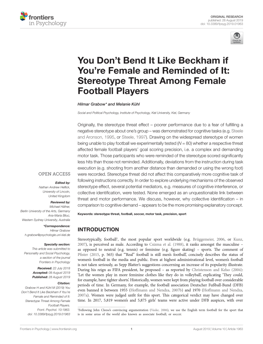 (pdf) Bend It Like Beckham And Real Women Have Curves