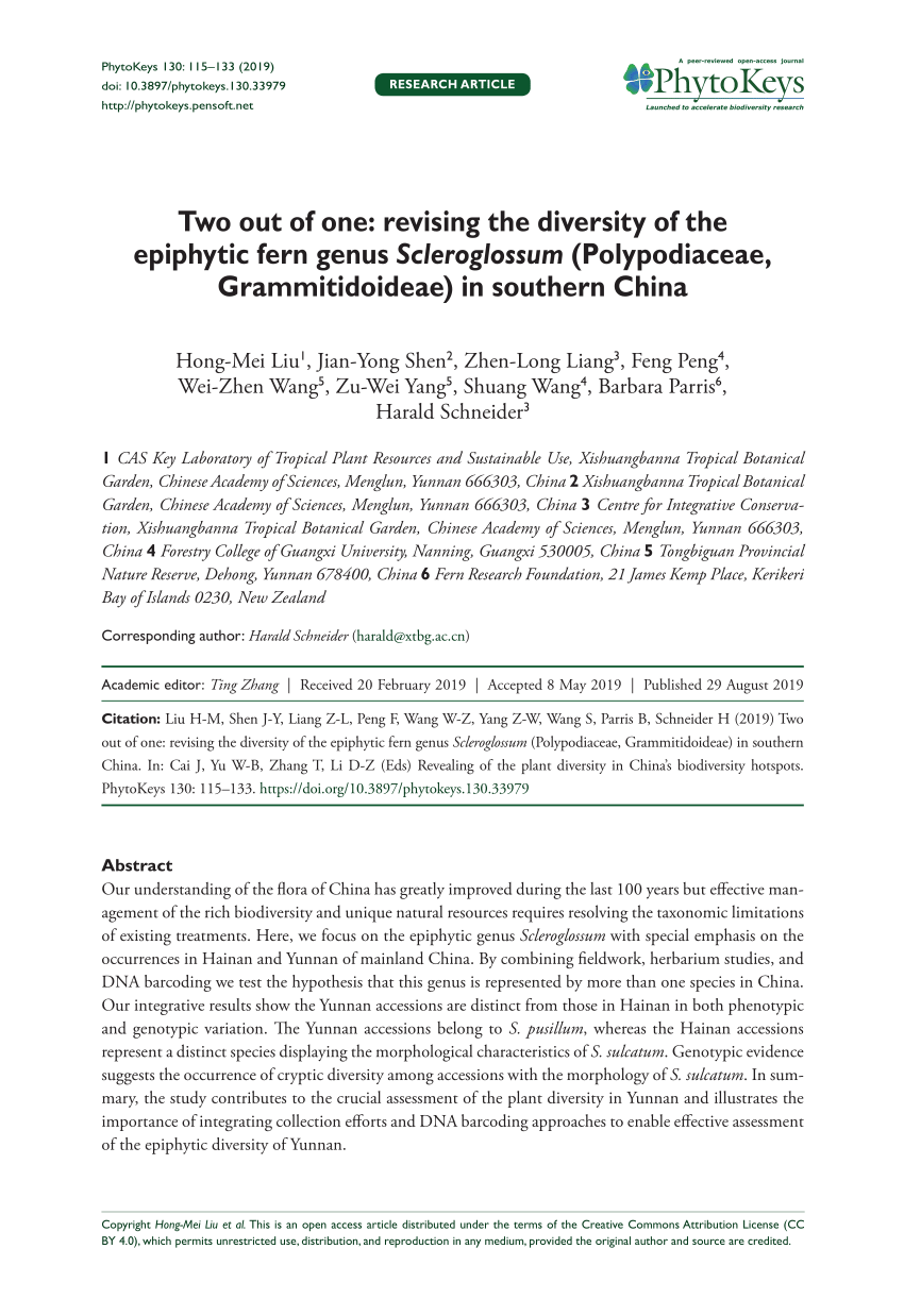 PDF) Two out of one: revising the diversity of the epiphytic fern 