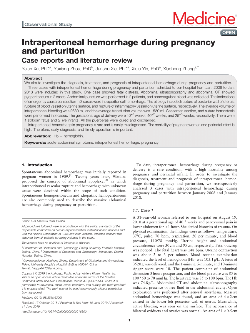 Hemoperitoneum caused by bleeding of adenomyosis: a case report