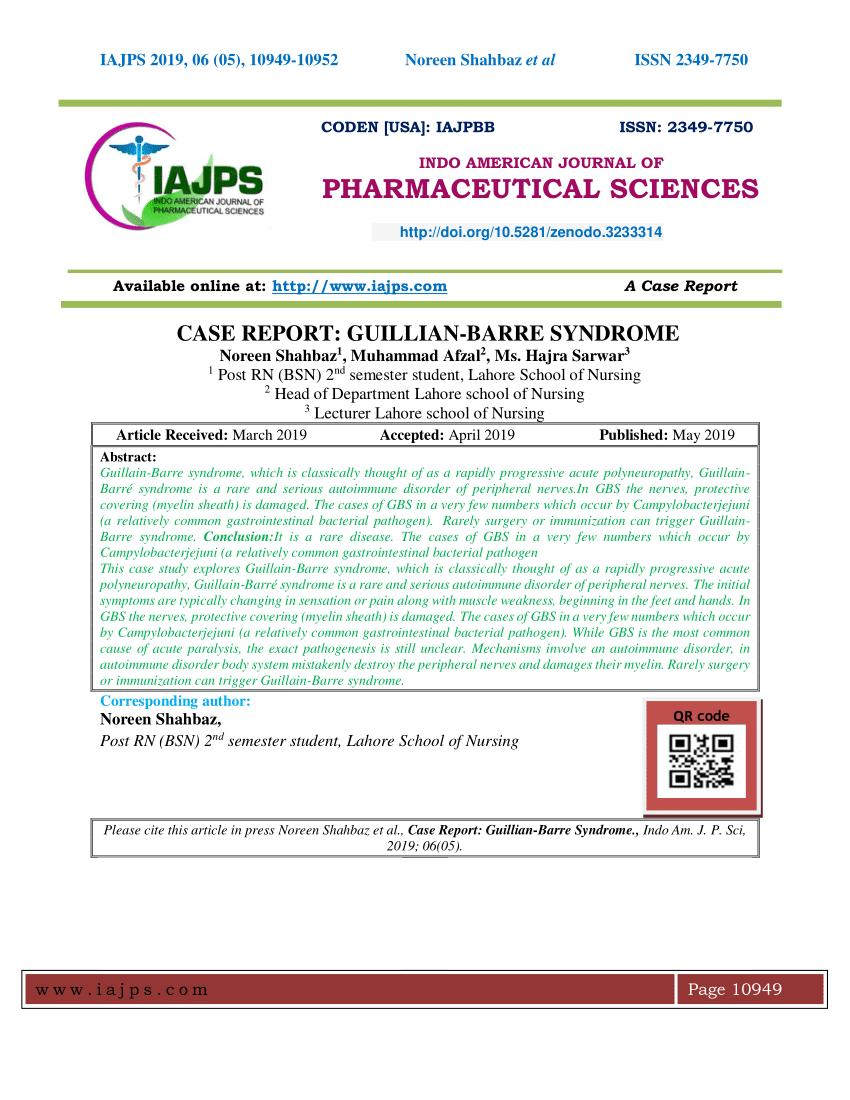 Pdf Case Report Guillian Barre Syndrome