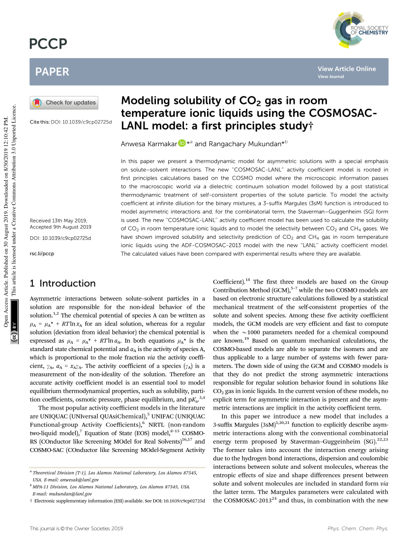 Pdf Modeling Solubility Of Co2 Gas In Room Temperature