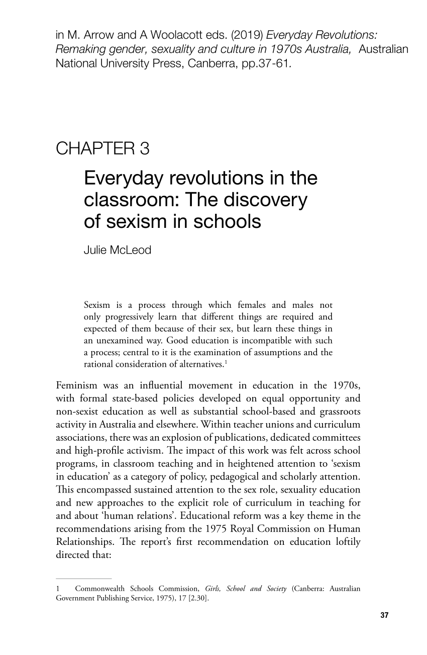 PDF) The discovery of sexism in schools: Everyday revolutions in the  classroom