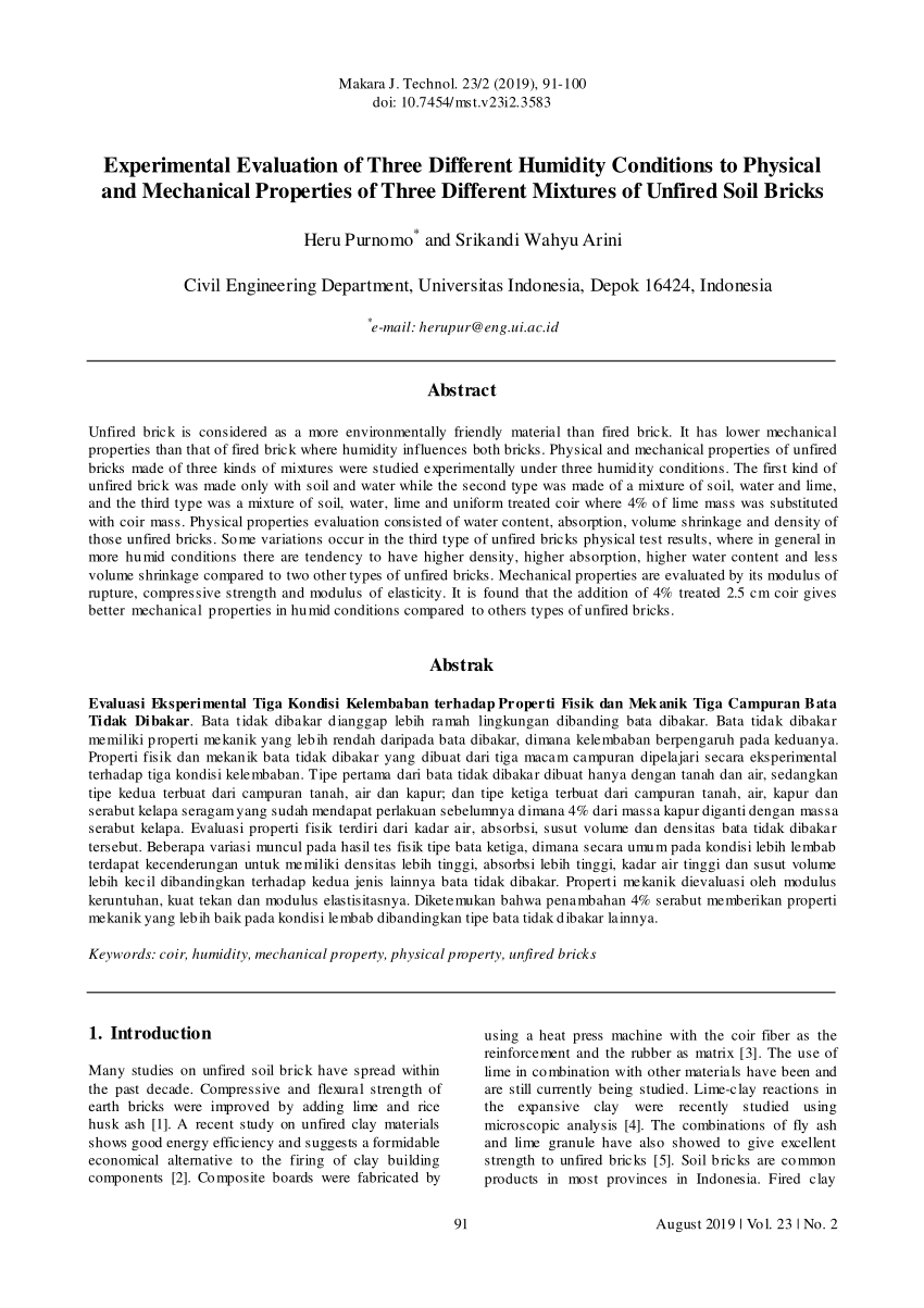 Evaluation of physical and mechanical characteristics of three