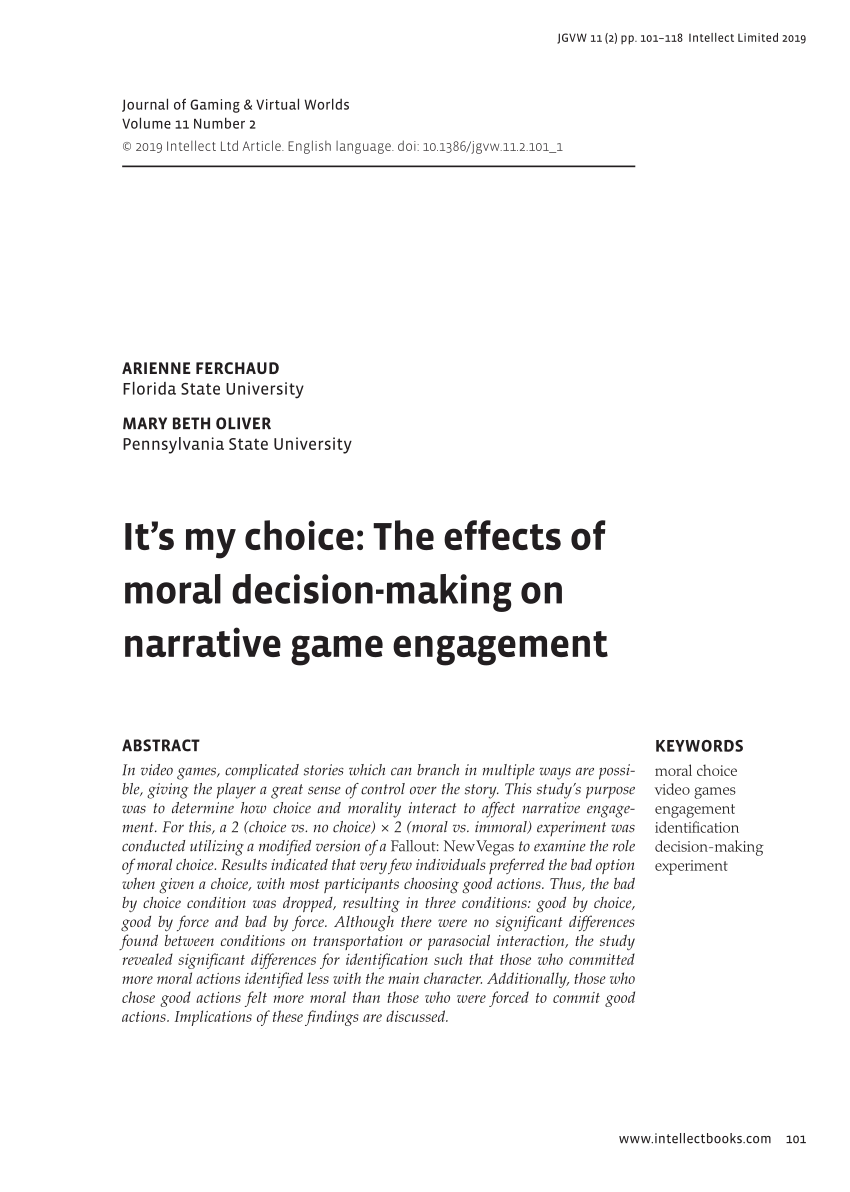 PDF] State of play: Video games and moral engagement